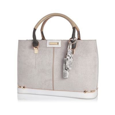 Grey structured tote bag